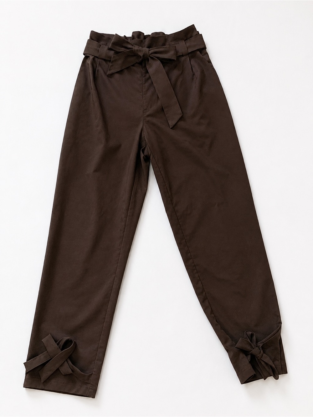 Grace Karin Black Paperbag Waist Tie Ankle Pants Size Medium